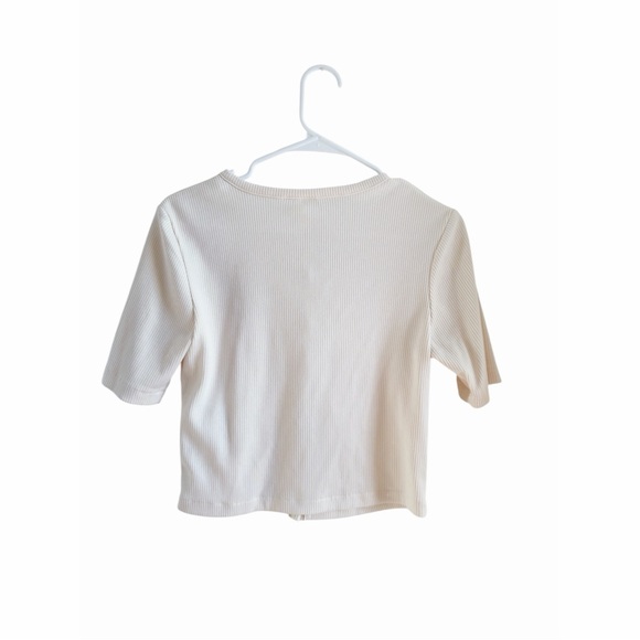 Cream Button-Up Ribbed Top - Picture 3 of 3